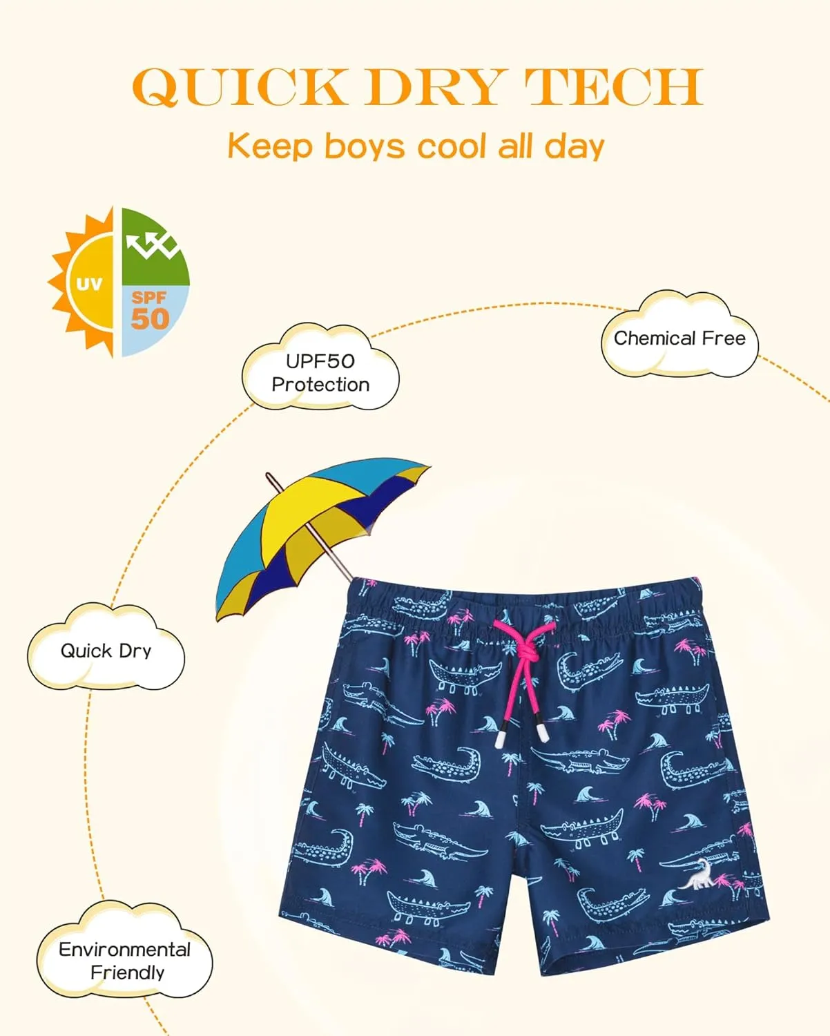 SURF CUZ Surfcuz Little Boys Swim Trunks UPF 50  Toddler Beach Shorts Swimsuit Kids Quick Dry Swimwear