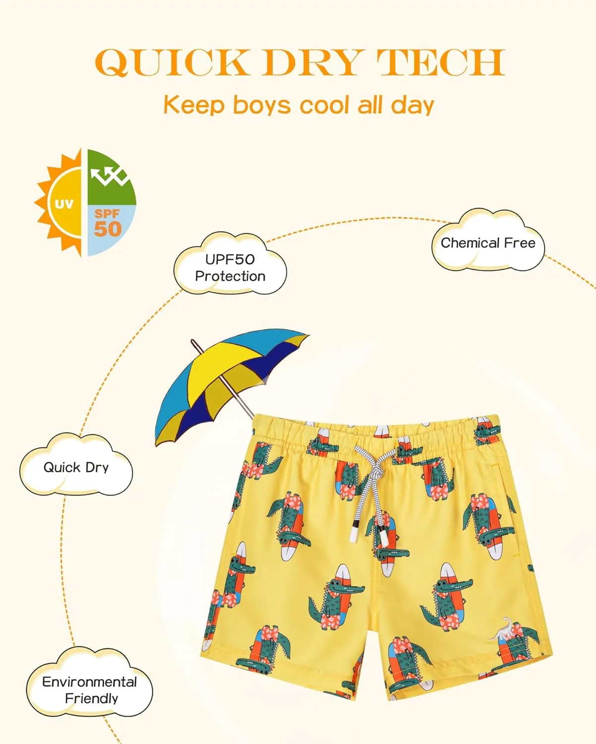 SURF CUZ Surfcuz Little Boys Swim Trunks UPF 50  Toddler Beach Shorts Swimsuit Kids Quick Dry Swimwear
