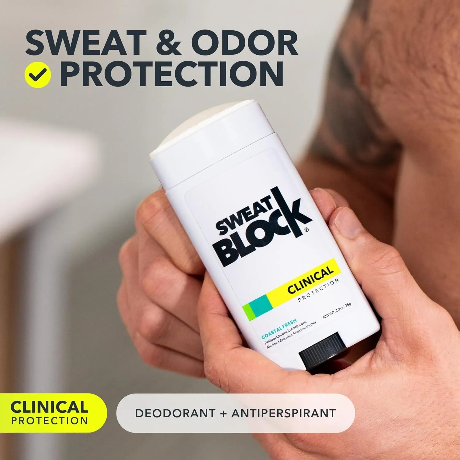 SweatBlock Clinical Strength Deodorant and Antiperspirant for Men and Women | 48 Hour Protection Against Odor and Excessive Sweat | Ideal for Active Lifestyles and Daily Use | Coastal Fresh Scent 2Pk