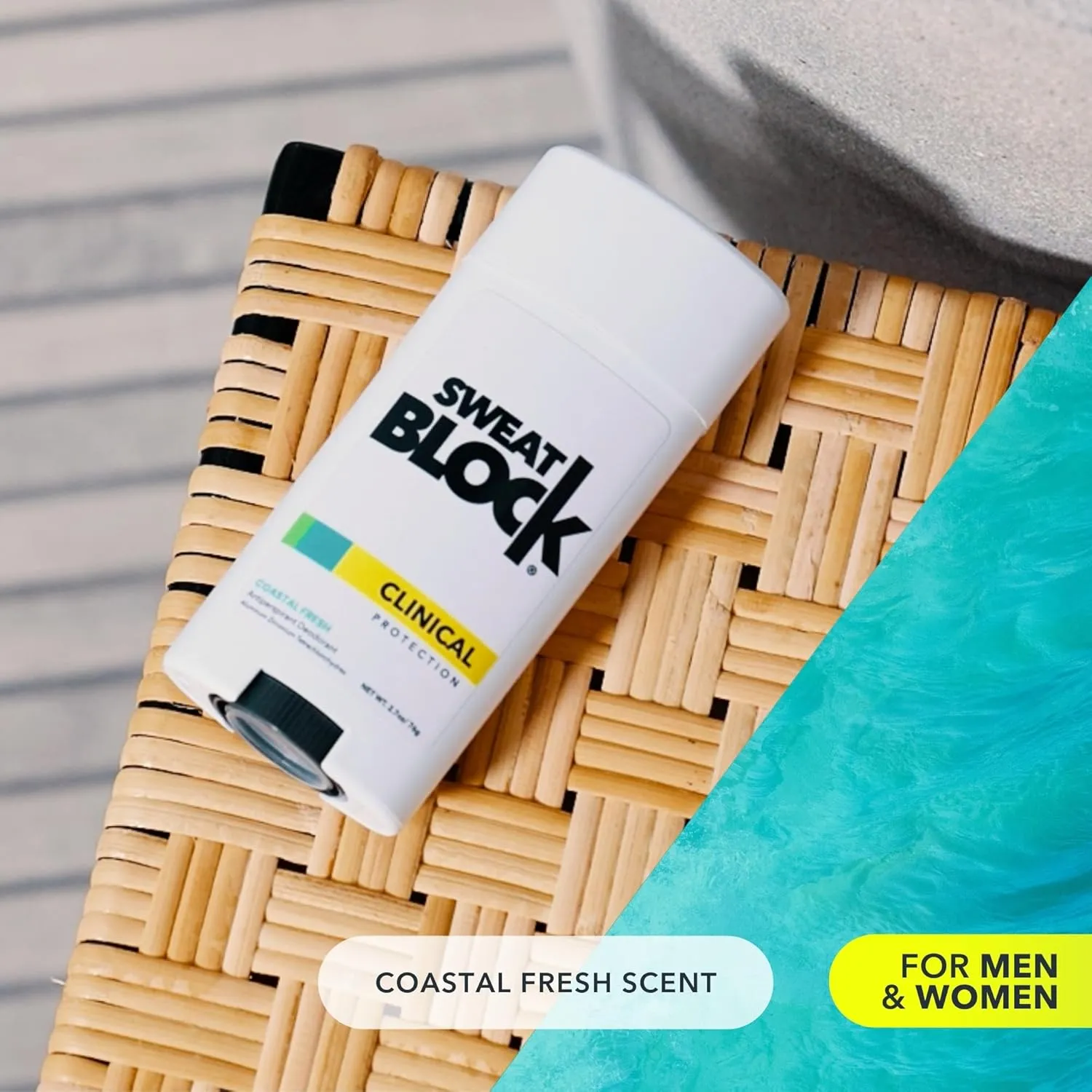 SweatBlock Clinical Strength Deodorant and Antiperspirant for Men and Women | 48 Hour Protection Against Odor and Excessive Sweat | Ideal for Active Lifestyles and Daily Use | Coastal Fresh Scent 2Pk