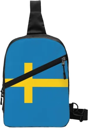 Swedish Sweden Flag Crossbody Bag Portable Sling Bags Foldable Chest Daypack Reusable Sports Shoulder Backpack Diagonally Casual Rucksack Travel Bag