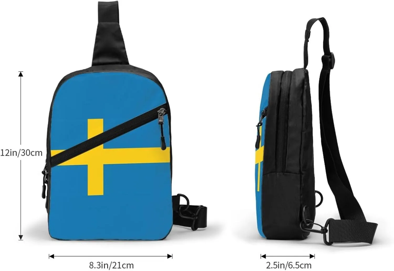 Swedish Sweden Flag Crossbody Bag Portable Sling Bags Foldable Chest Daypack Reusable Sports Shoulder Backpack Diagonally Casual Rucksack Travel Bag