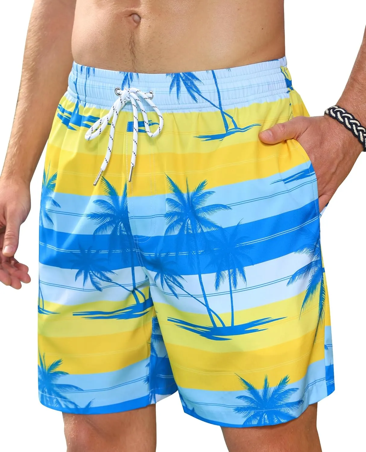 Swim Trunks Mens 7 Inch Bathing Suit with Mesh Liner Men's Stretch Swimwear Quick Dry Swimsuit Beach Shorts