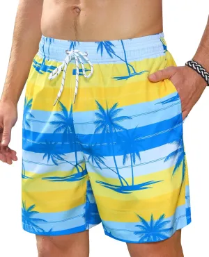 Swim Trunks Mens 7 Inch Bathing Suit with Mesh Liner Men's Stretch Swimwear Quick Dry Swimsuit Beach Shorts