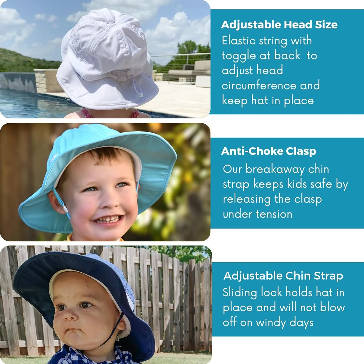 SwimZip Wide Brim Sun Hat | UPF 50  Protection for Baby, Toddler, and Kids
