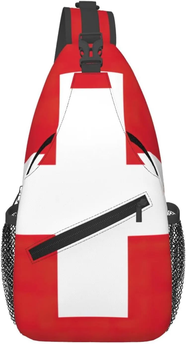 Swiss Flag Small Sling Bag - Foldie Crossbody Bag for Men and Women - Ideal Anti Theft Crossbody Bags