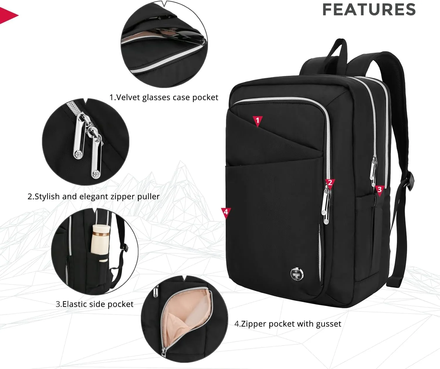 Swissdigital Design Business Laptop Backpack For Women,With USB Charging Port Computer Work Backpack,Fits 15.6 Inch Laptop Travel Casual Backpack,Black | KATY ROSE