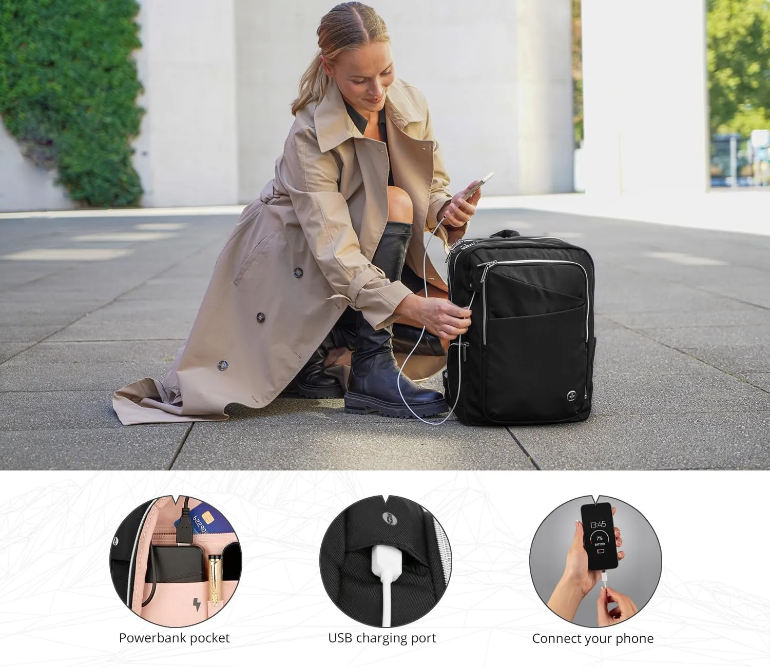 Swissdigital Design Business Laptop Backpack For Women,With USB Charging Port Computer Work Backpack,Fits 15.6 Inch Laptop Travel Casual Backpack,Black | KATY ROSE