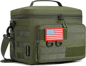 Tactical Lunch Box, RalChyez 13L Large Insulated Lunch Bag MOLLE Webbing Leakproof Thermal Cooler with Shoulder Strap Lunch Pail for Adult Men Women Office Work Camping Picnic Travel Green