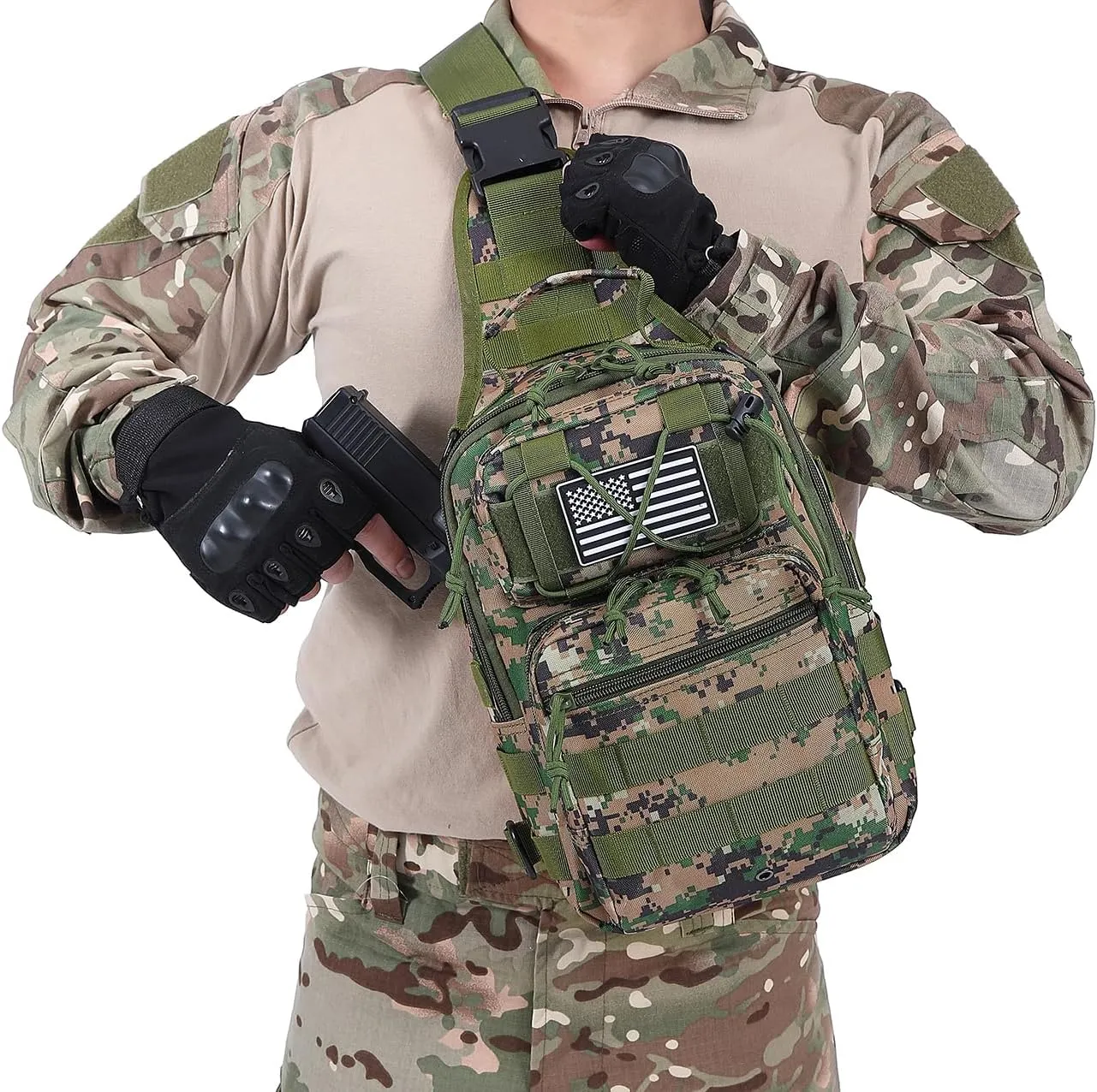 Tactical Sling Backpack Military Crossbody Bag Pack for Mens One Shoulder Holster Sling Bag 10L