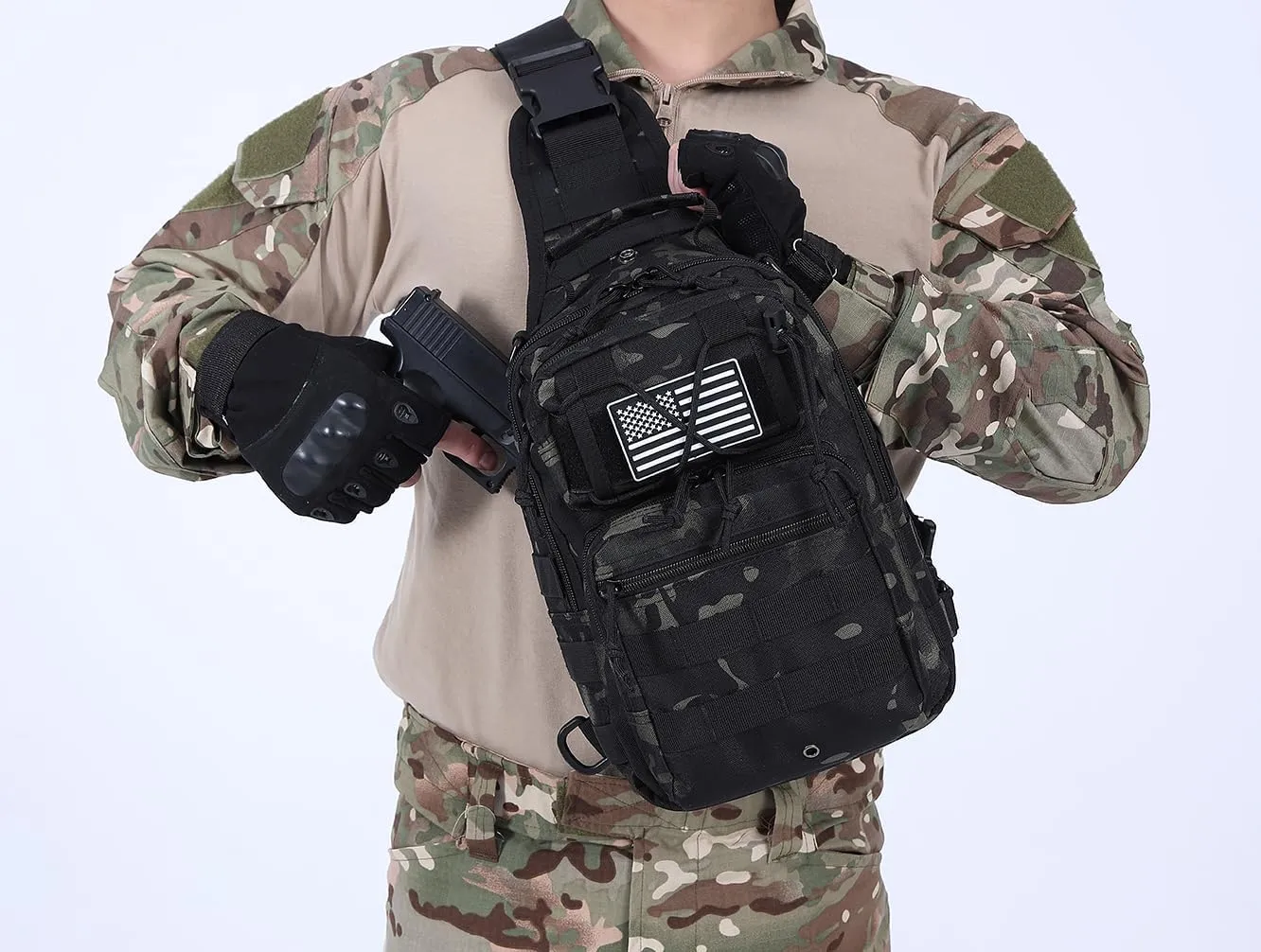 Tactical Sling Backpack Military Crossbody Bag Pack for Mens One Shoulder Holster Sling Bag 10L