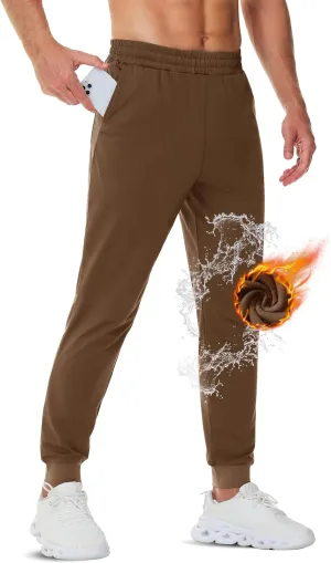 TACVASEN Men's Fleece Lined Joggers Winter Sweatpants with Pockets Water Resistant Warm Running Athletic Track Pants