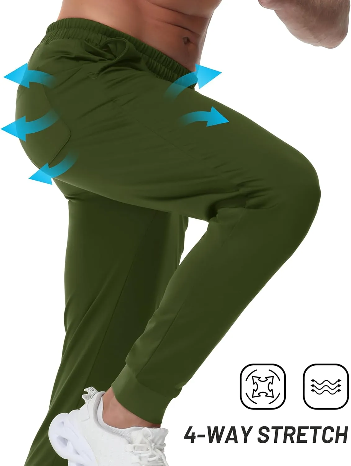 TACVASEN Men's Fleece Lined Joggers Winter Sweatpants with Pockets Water Resistant Warm Running Athletic Track Pants