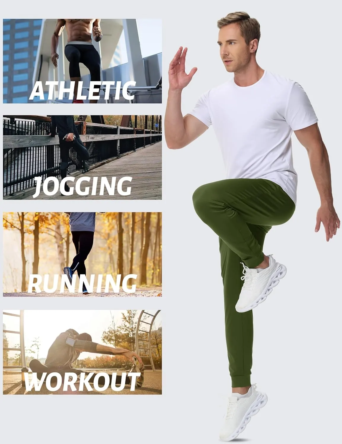 TACVASEN Men's Fleece Lined Joggers Winter Sweatpants with Pockets Water Resistant Warm Running Athletic Track Pants