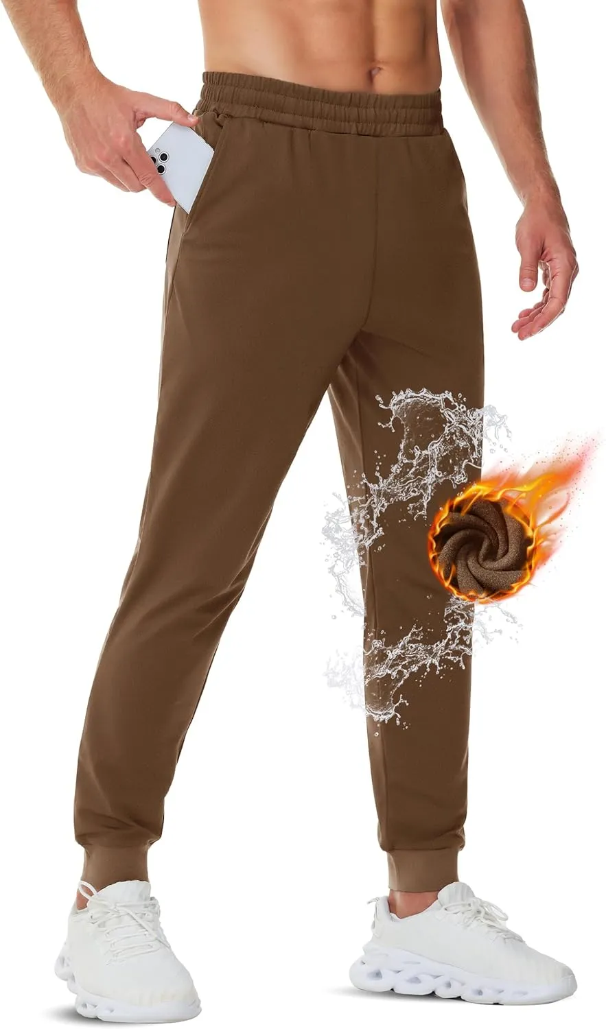 TACVASEN Men's Fleece Lined Joggers Winter Sweatpants with Pockets Water Resistant Warm Running Athletic Track Pants