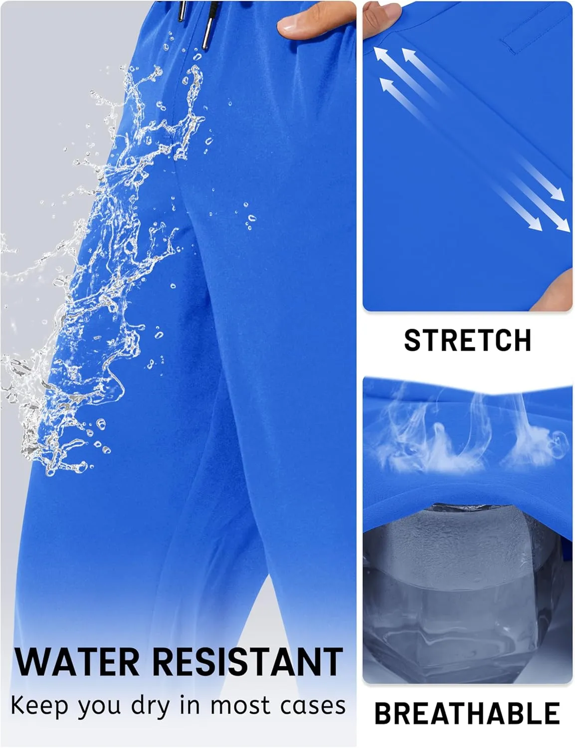 TACVASEN Mens Lighweight Hiking Pants Athletic Casual Quick Dry Stretch Water Resistant Joggers with Pockets Workout Gym