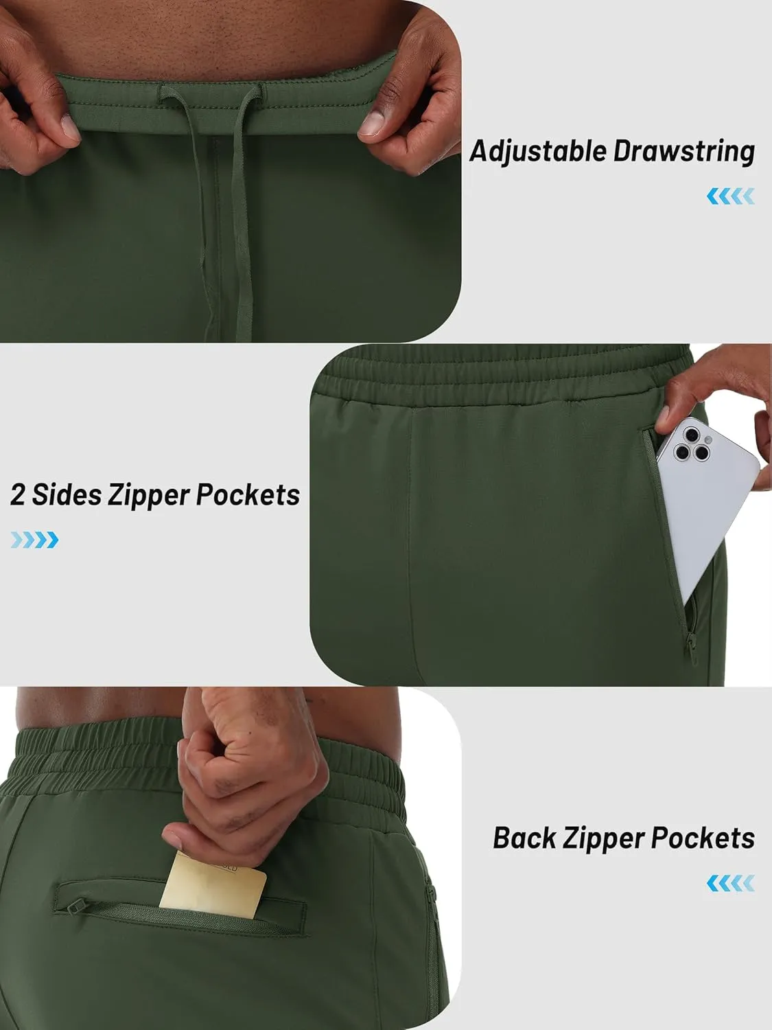 TACVASEN Men's Warm Sweatpants Winter Fleece Lined Water Resistant Pants Straight Leg with Zipper Pockets for Running