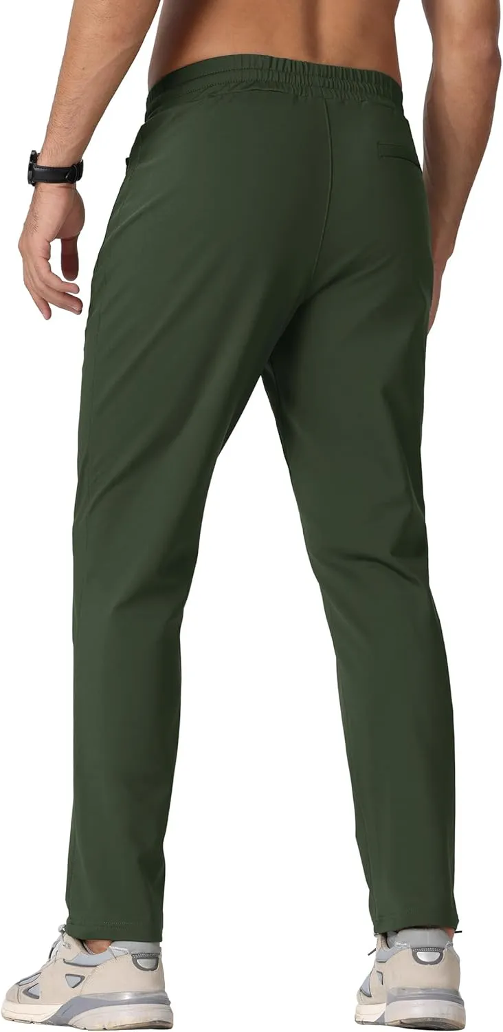 TACVASEN Men's Warm Sweatpants Winter Fleece Lined Water Resistant Pants Straight Leg with Zipper Pockets for Running