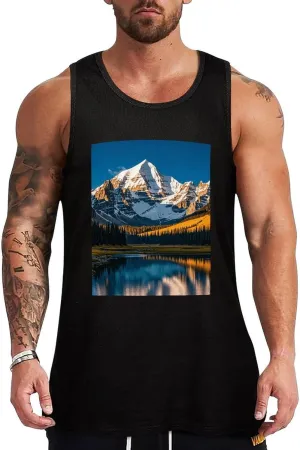 Tank Tops Men Rocky Mountain Range Sleeveless Shirts for Men Summer Men's Slim Fit Underwear Men's Clothing