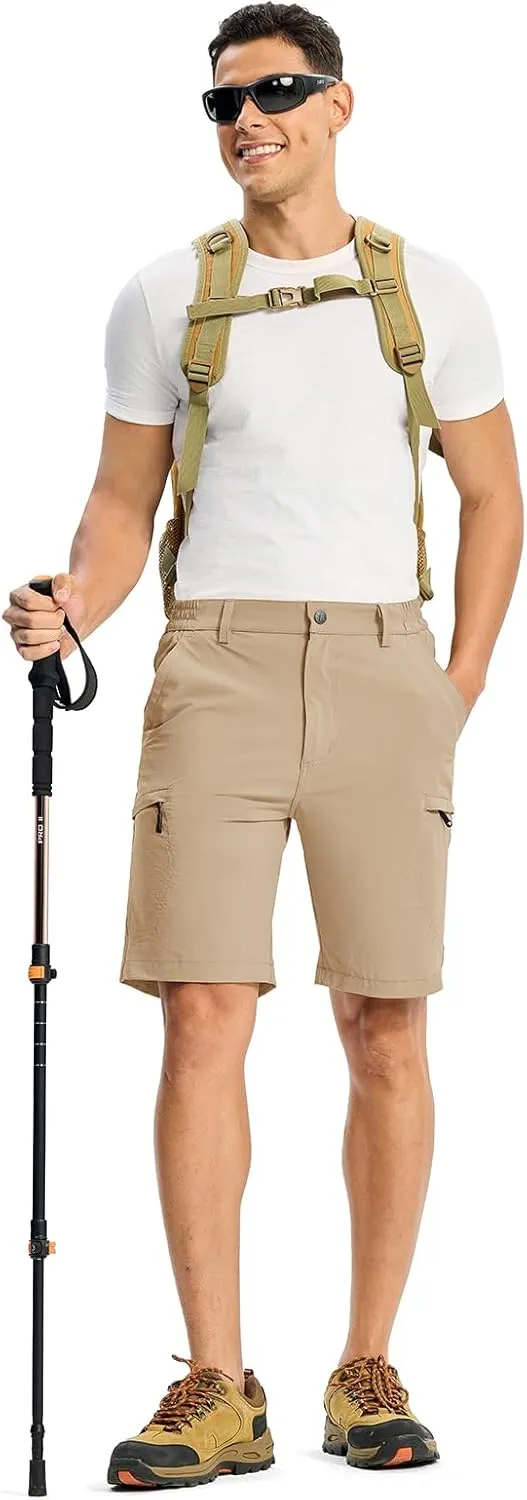 TBMPOY Men's Hiking Cargo Shorts 9" Lightweight Water Resistant Quick Dry Work Shorts 6 Pockets for Travel Camping Tactical
