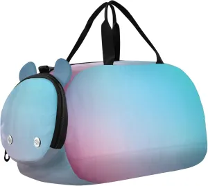 Teal Blue Colored Blurred Small Gym Bag with Shoes Compartment Large Capacity Carry On Overnight Bag for Travel, Sports, Fitness & Workout