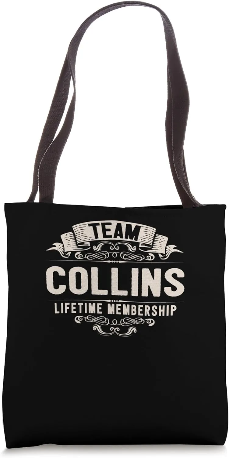 Team Collins Lifetime Membership Retro Last Name Vintage Tote Bag