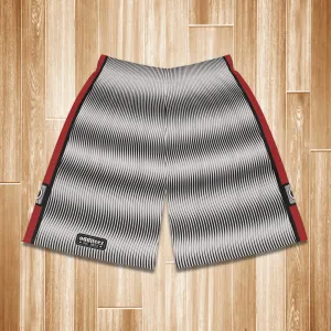 “Team Weirdos” Ghost White & Black Swirly Pattern Men's Jersey Basketball Gym Shorts