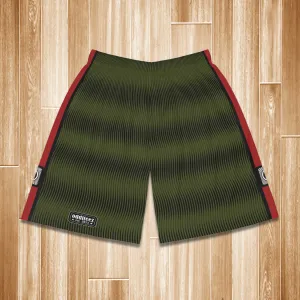 “Team Weirdos” Military Green & Black Swirly Pattern Men's Jersey Basketball Gym Shorts