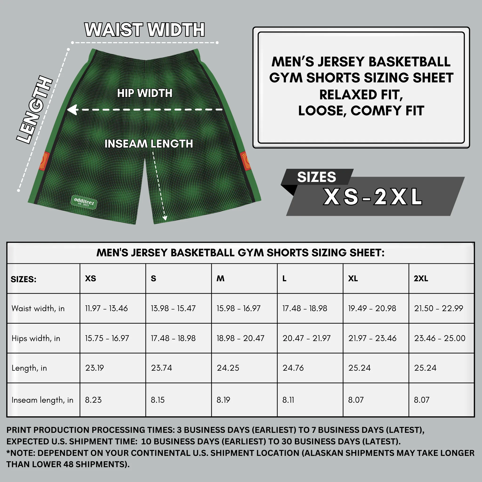 “Team Weirdos” Military Green & Black Swirly Pattern Men's Jersey Basketball Gym Shorts