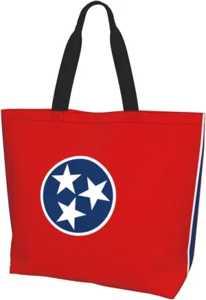Tennessee State Flag Large one-shoulder shopping bag, women's one-shoulder casual handbag, reusable multi-purpose shopping bag