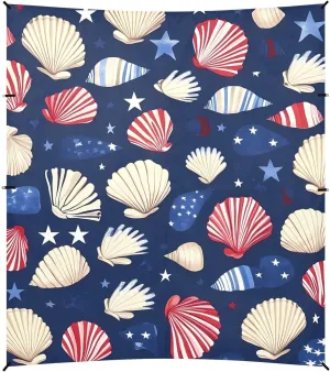 Tents Beach Tent with Sand Anchor, Shell America Flag Pattern Red Blue Portable Canopy Sunshade - 9' x 10' - Sandbags & Reinforced Corners & Stability Poles Sun Shelter Outdoor Camping