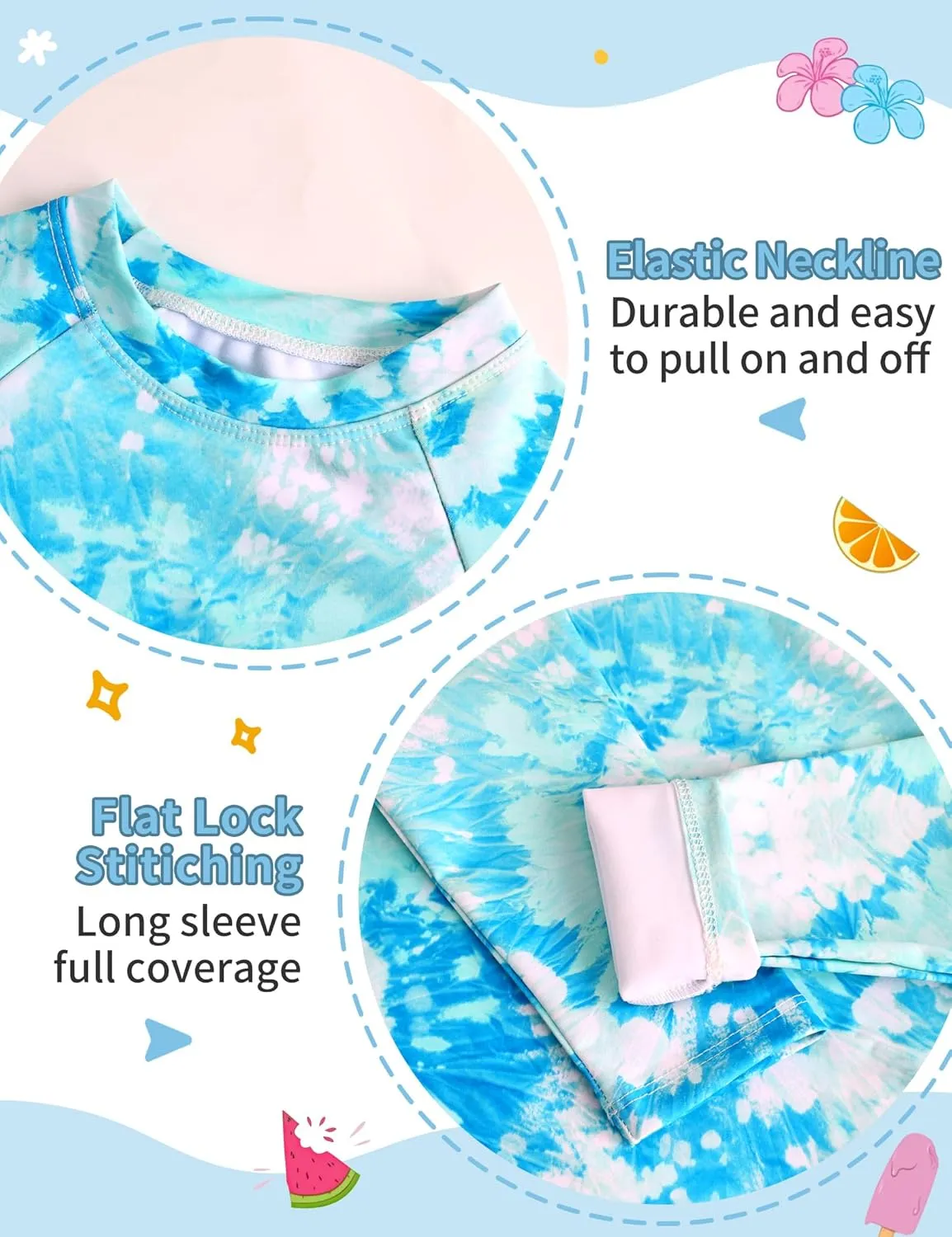 TENVDA Girls Swimsuit Long Sleeve Rash Guard Sets UPF 50  Two Piece Bathing Suits Size 3-12 Years