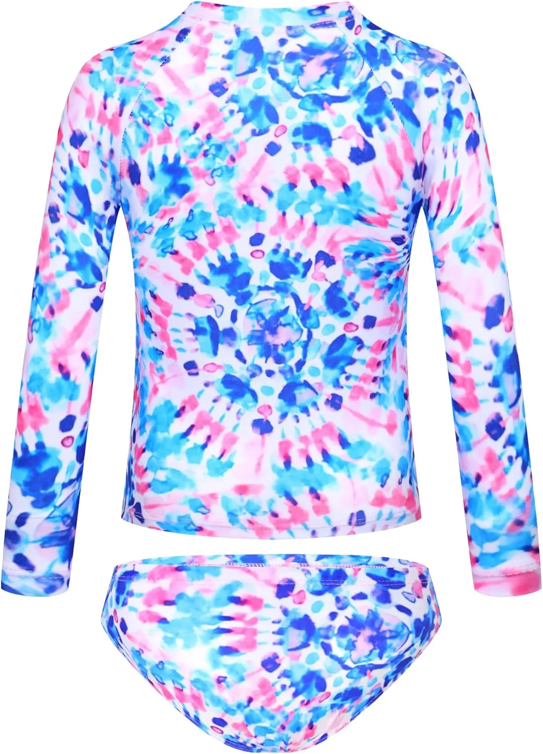 TENVDA Girls Swimsuit Long Sleeve Rash Guard Sets UPF 50  Two Piece Bathing Suits Size 3-12 Years