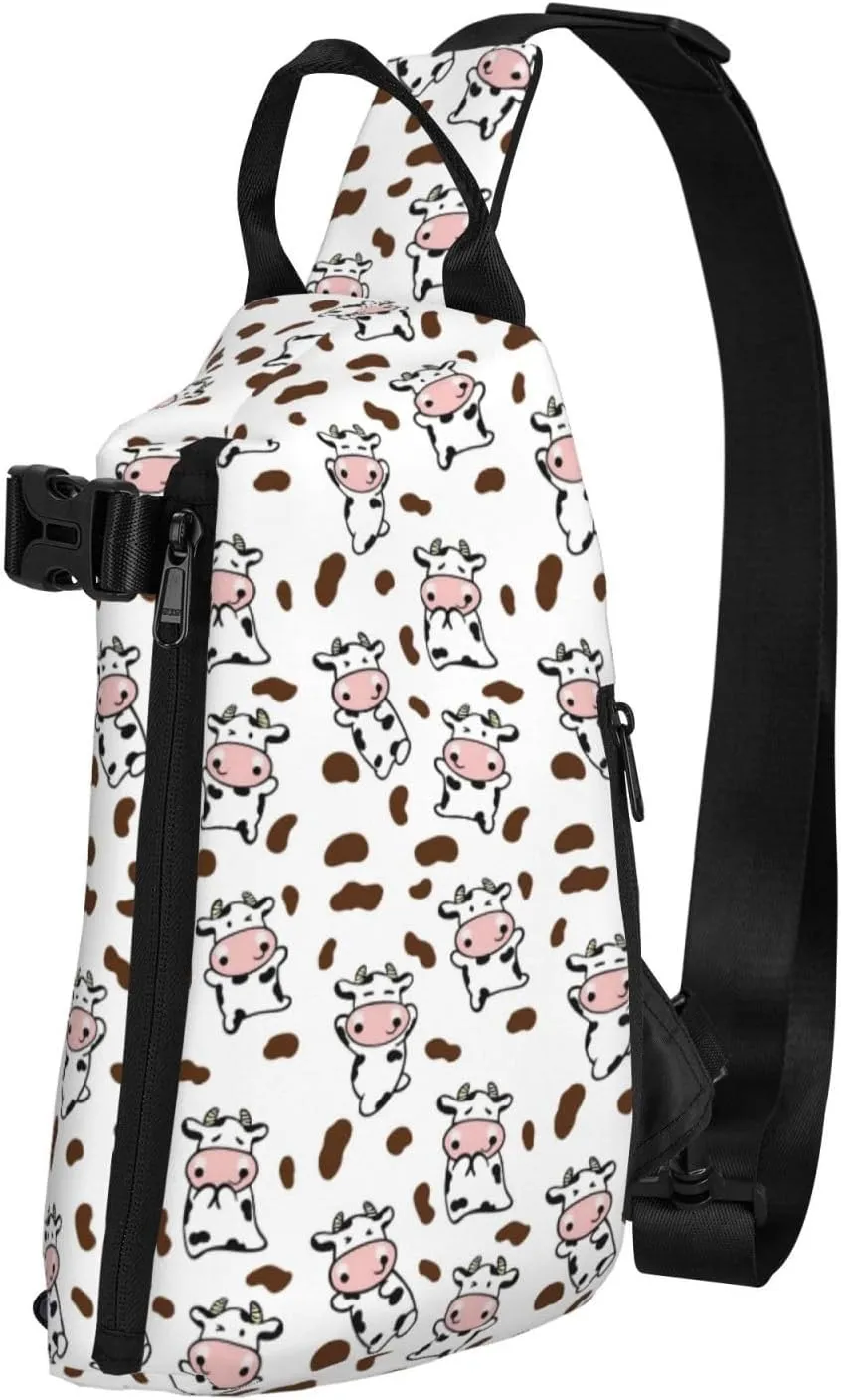 ThAyLa Cow Print Sling Bag For Women Casual Crossbody Backpack Shoulder Bag Chest Bag Daypack For Hiking Sports