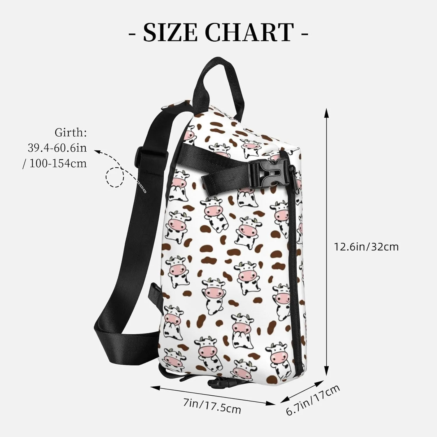 ThAyLa Cow Print Sling Bag For Women Casual Crossbody Backpack Shoulder Bag Chest Bag Daypack For Hiking Sports