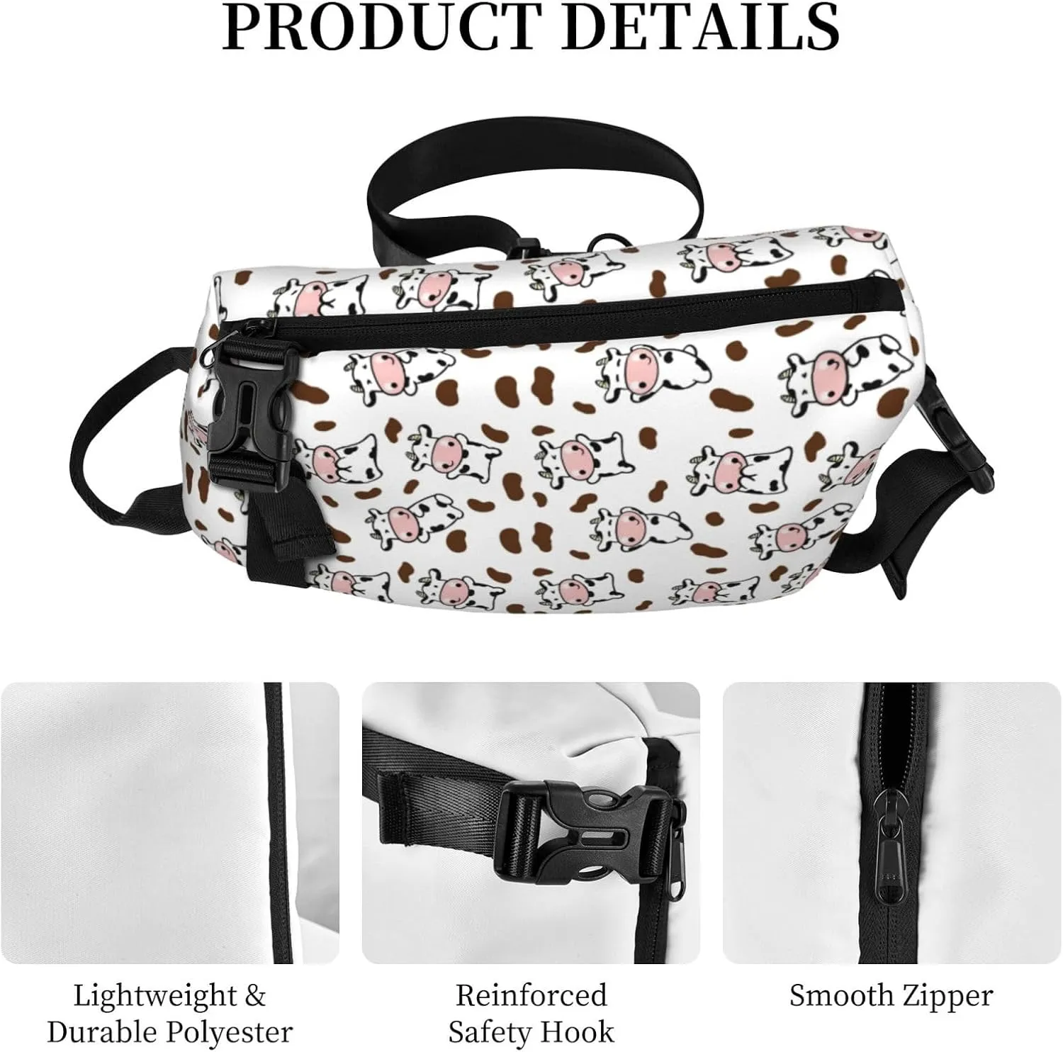 ThAyLa Cow Print Sling Bag For Women Casual Crossbody Backpack Shoulder Bag Chest Bag Daypack For Hiking Sports