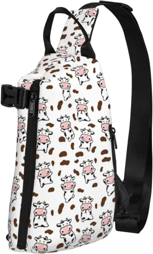 ThAyLa Cow Print Sling Bag For Women Casual Crossbody Backpack Shoulder Bag Chest Bag Daypack For Hiking Sports