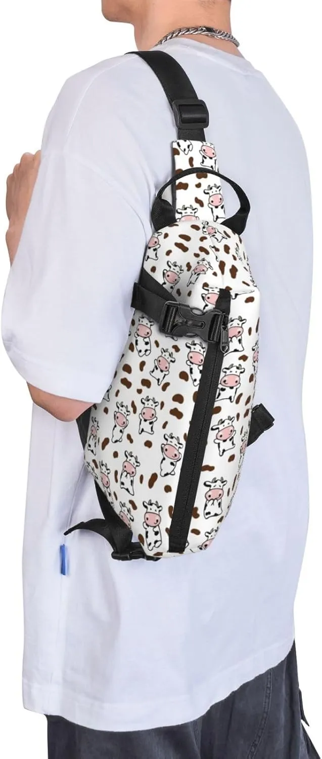 ThAyLa Cow Print Sling Bag For Women Casual Crossbody Backpack Shoulder Bag Chest Bag Daypack For Hiking Sports