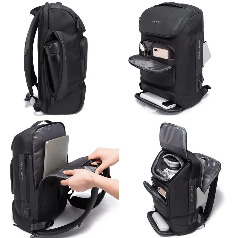 THE CLOWNFISH Water Resistant Unisex 28 Litres laptop backpack with USB foldable customized school backpack(Black)