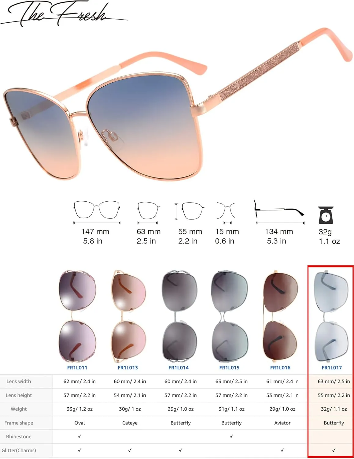 The Fresh Classic Crystal Elegant Women Beauty Design Sunglasses Gift Box