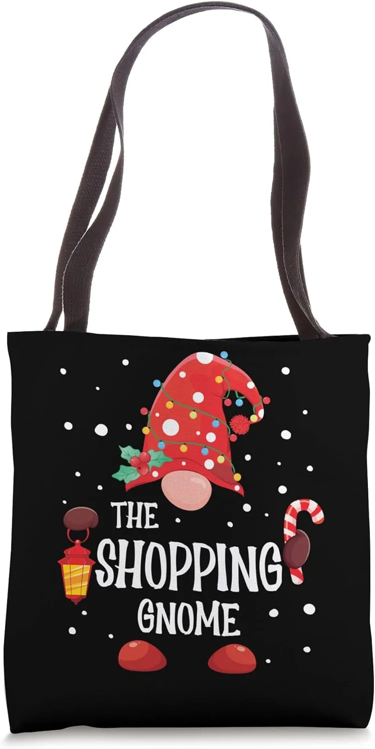 The Shopping Gnome Matching Family Christmas Gnome Pajama Tote Bag