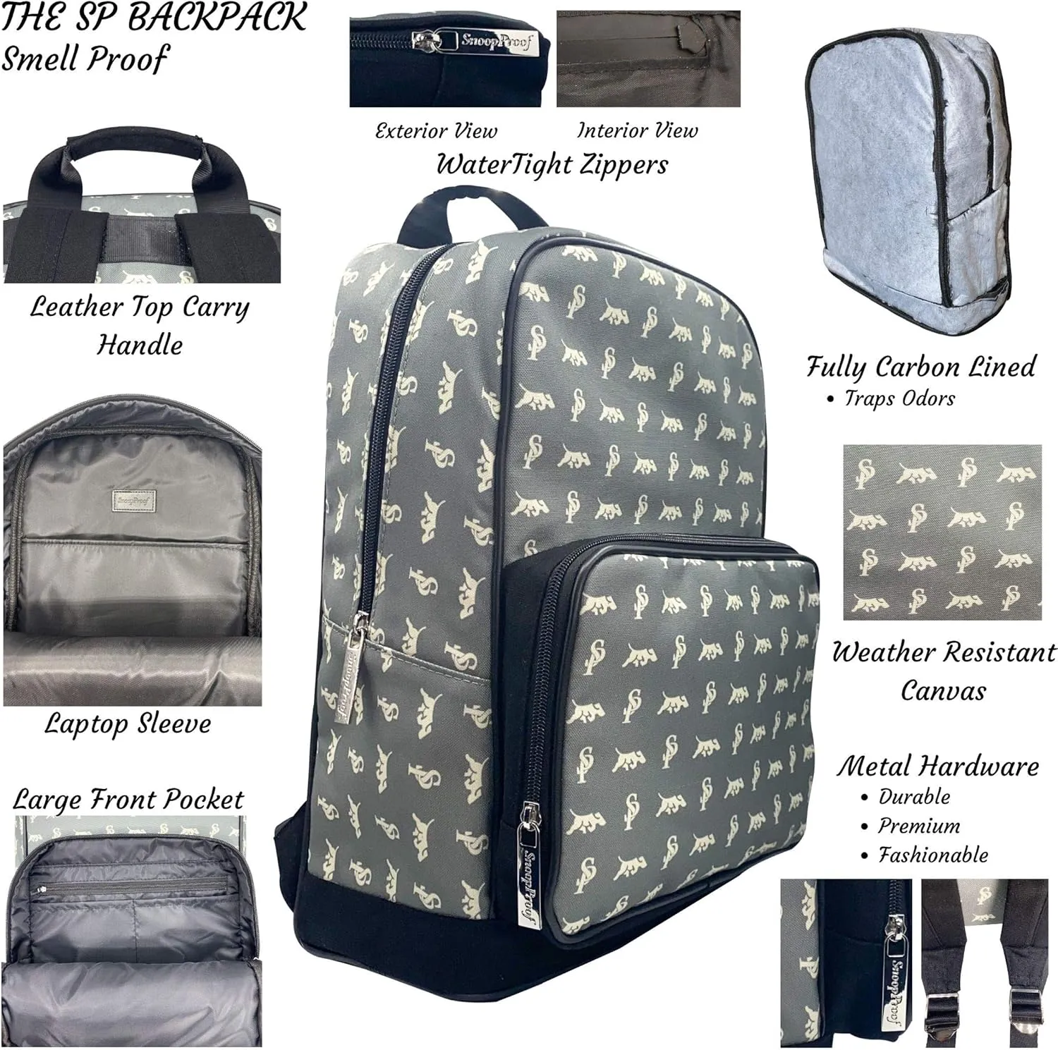 The SP BackPack in Grey Smell Proof BackPack