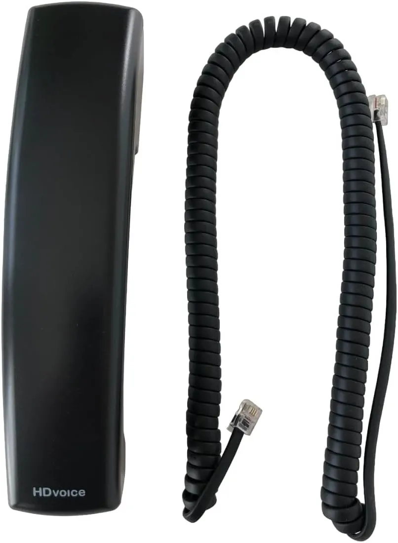 The VoIP Lounge Replacement HD Voice Handset with Curly Cord for Polycom VVX Series IP Phones 300 301 310 311 400 401 410 411 500 501 600 601 1500 Black (Please See Full Description Below)