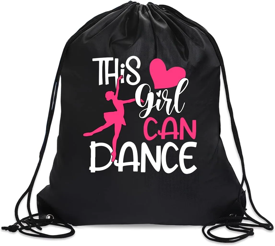 This Girl Can Dance Drawstring Backpack For Women Her, Waterproof Sport Sackpack For Dance Lover, Funny Birthday Christmas String Gym Bag Gifts For Ballet Dancer Actor Actress