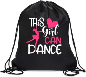 This Girl Can Dance Drawstring Backpack For Women Her, Waterproof Sport Sackpack For Dance Lover, Funny Birthday Christmas String Gym Bag Gifts For Ballet Dancer Actor Actress