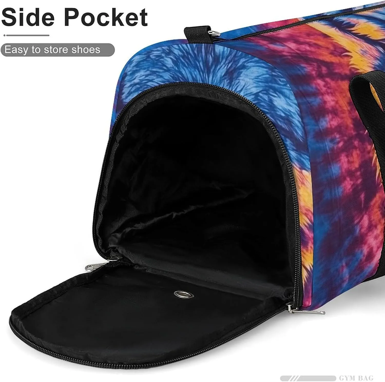 Tie Dye Pattern of Wolf Fitness Large Gym Bag for Unisex with Shoe Compartment & Wet Pocket