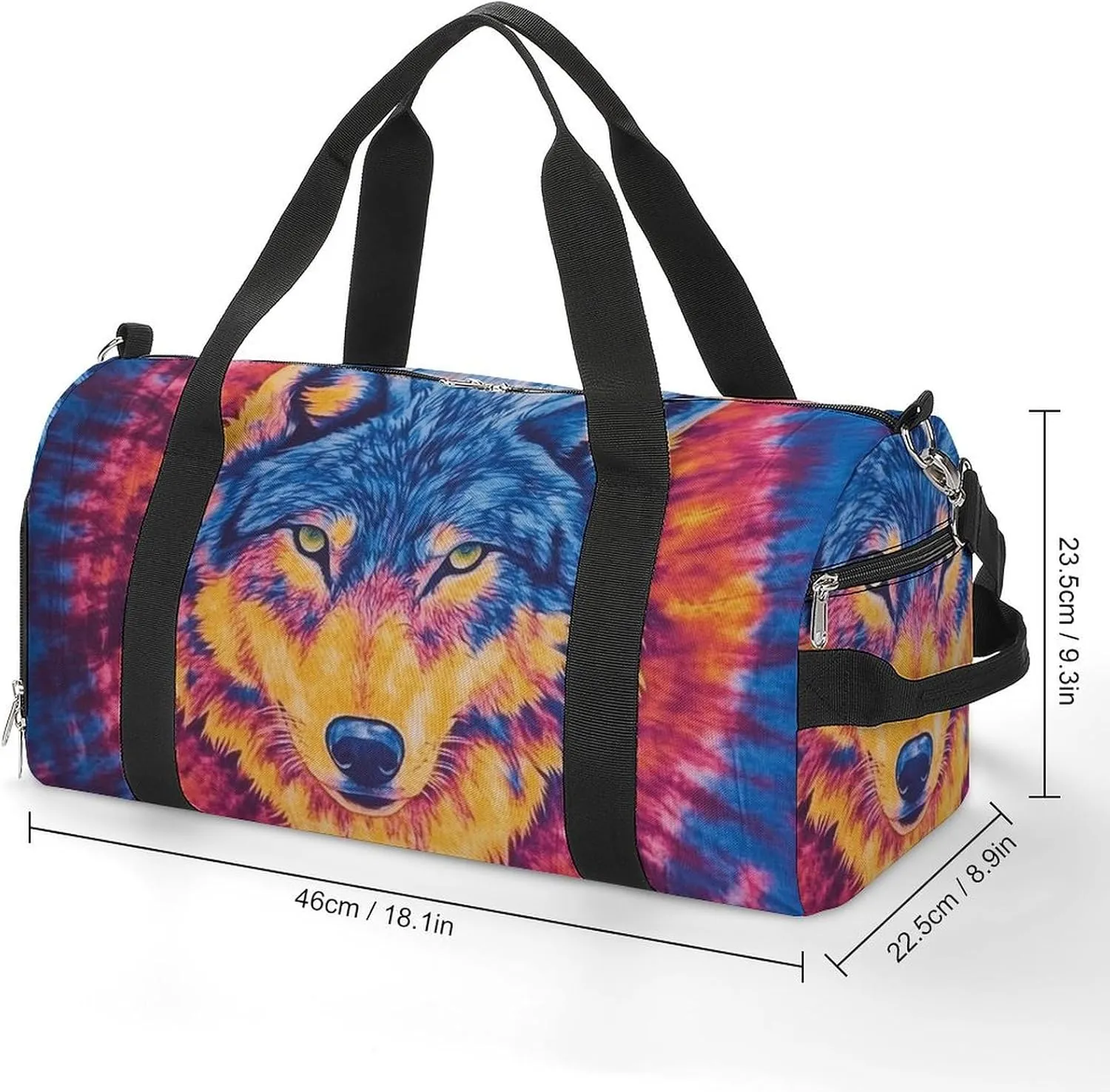 Tie Dye Pattern of Wolf Fitness Large Gym Bag for Unisex with Shoe Compartment & Wet Pocket