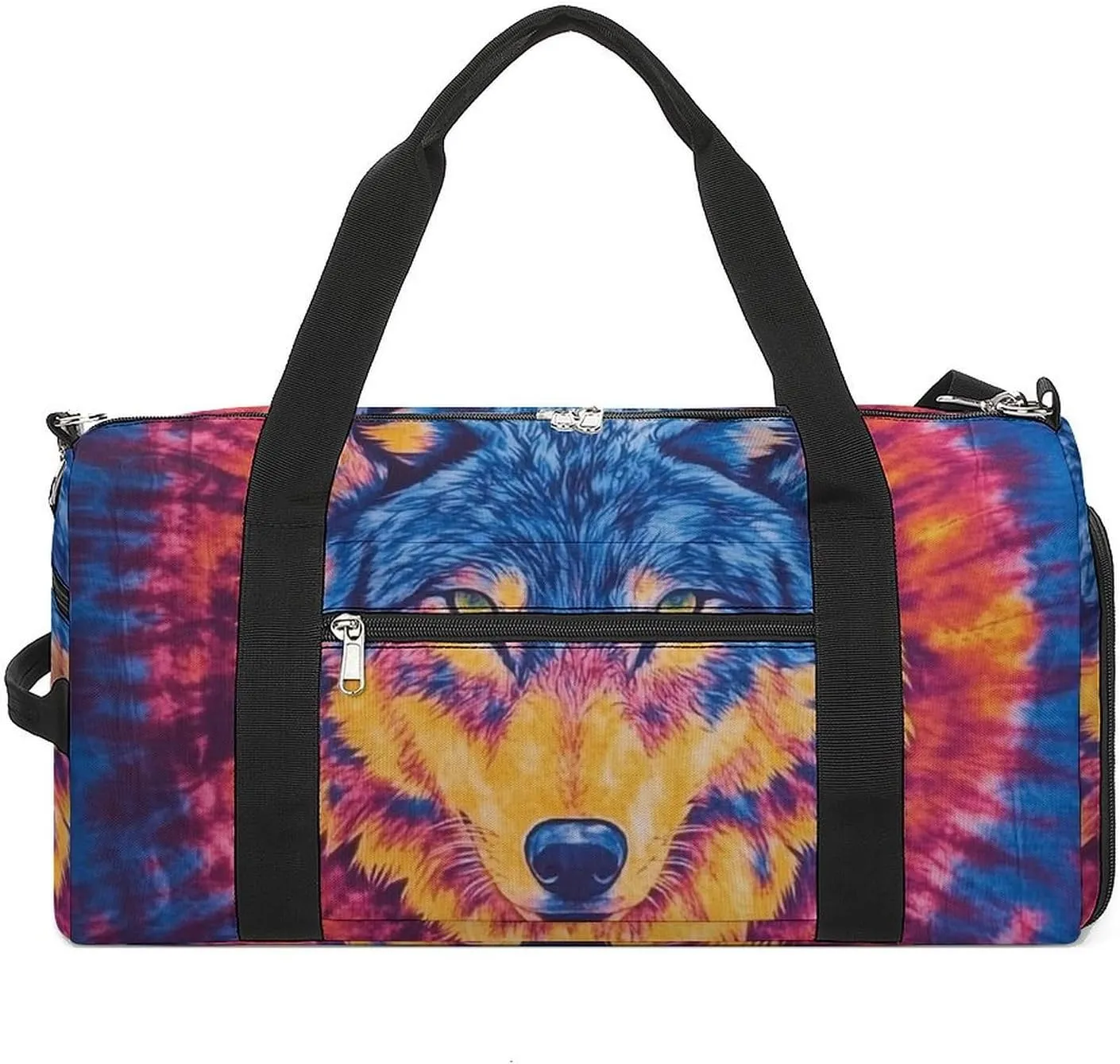Tie Dye Pattern of Wolf Fitness Large Gym Bag for Unisex with Shoe Compartment & Wet Pocket