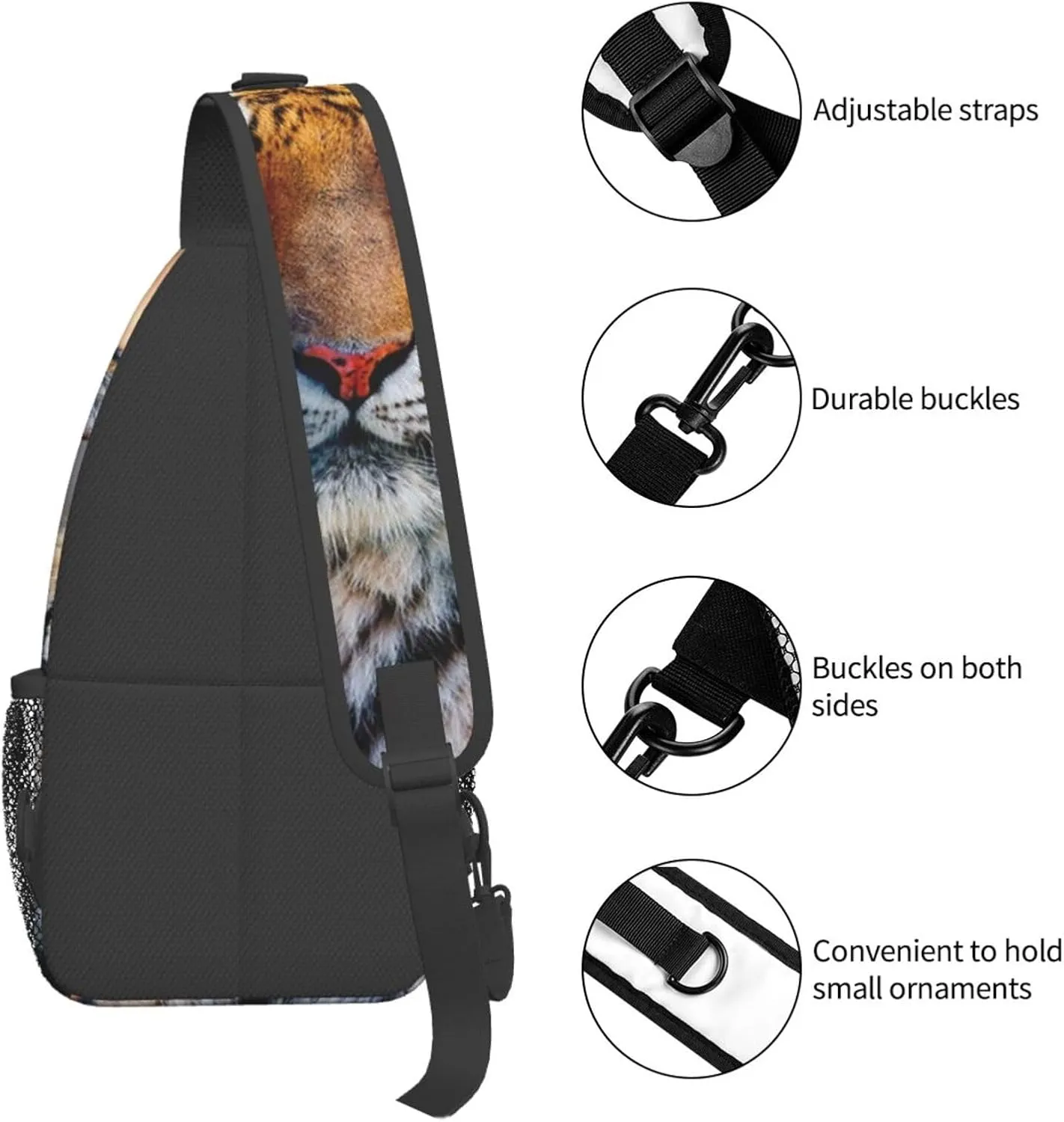 Tiger Crossbody Bag Men Shoulder Bag Backpack Cool Sling Bag Chest Casual Daypack for Outdoor