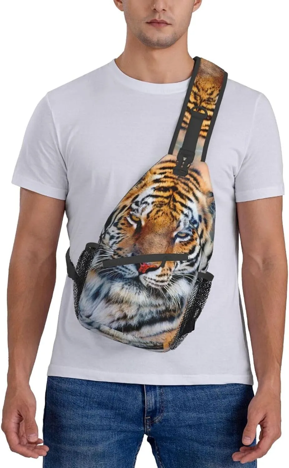Tiger Crossbody Bag Men Shoulder Bag Backpack Cool Sling Bag Chest Casual Daypack for Outdoor